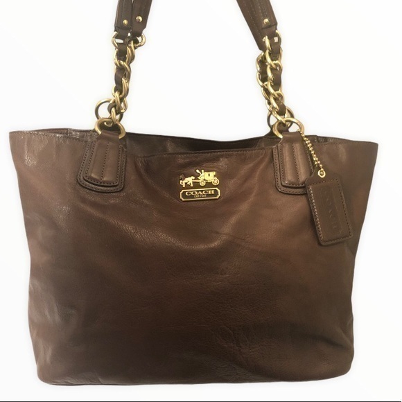 Coach Madison brown leather carriage tote bag - Picture 1 of 16